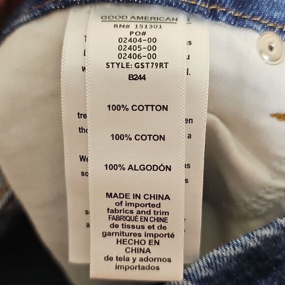 Good American 4/27 Good Vintage Straight Ripped Blue Distressed Jeans - Picture 10 of 10